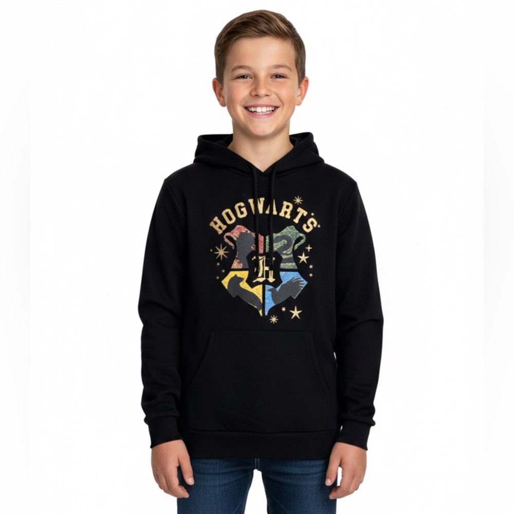 Harry Potter Hogwarts Black Hoodie Sweatshirt Youth XL 14/16 Comfy Warm Cozy